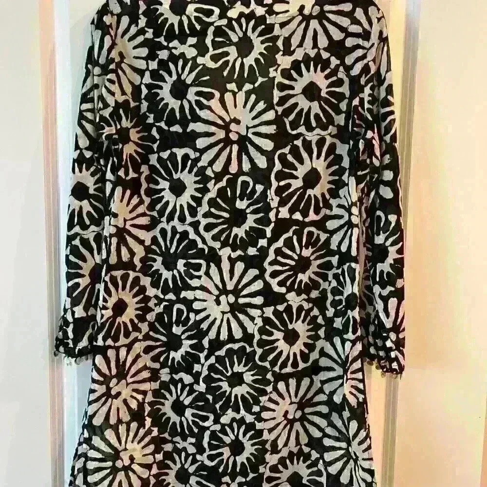 TORY BURCH POMELO FLORAL BEACH TUNIC SWIM COVER GORGEOUS DETAILING Size - S/P - Picture 3 of 8